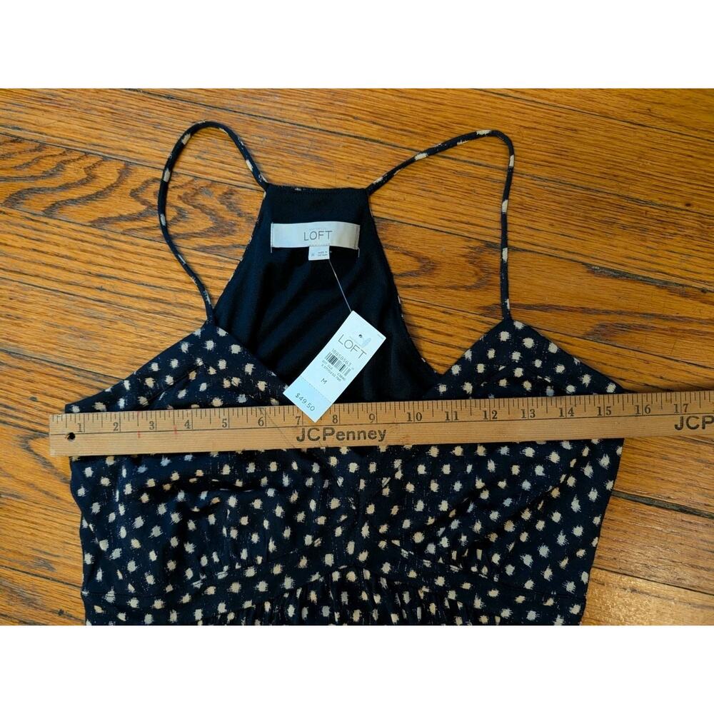 NWT LOFT Summer Black Beige Dress Women's Medium $50 - Picture 5 of 10